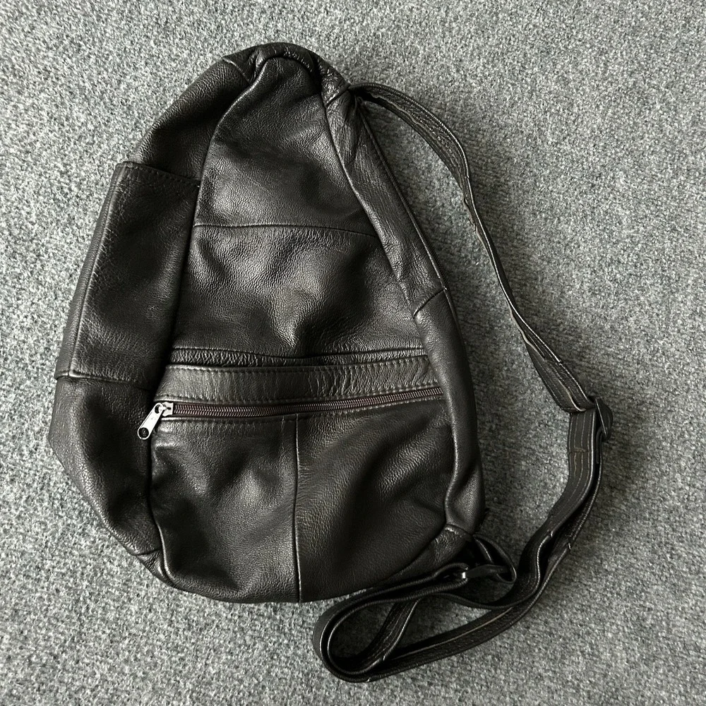 Amerileather Bag Chocolate‎ Sling Backpack Leather Crossbody Mens Travel Daypack